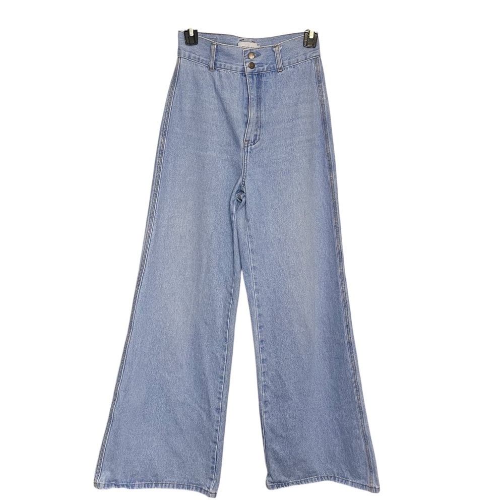 Ghanda Women’s Wide Leg Flare Leg Bell Bottom Charlie Jeans in Boston Blue Boho - Picture 5 of 14
